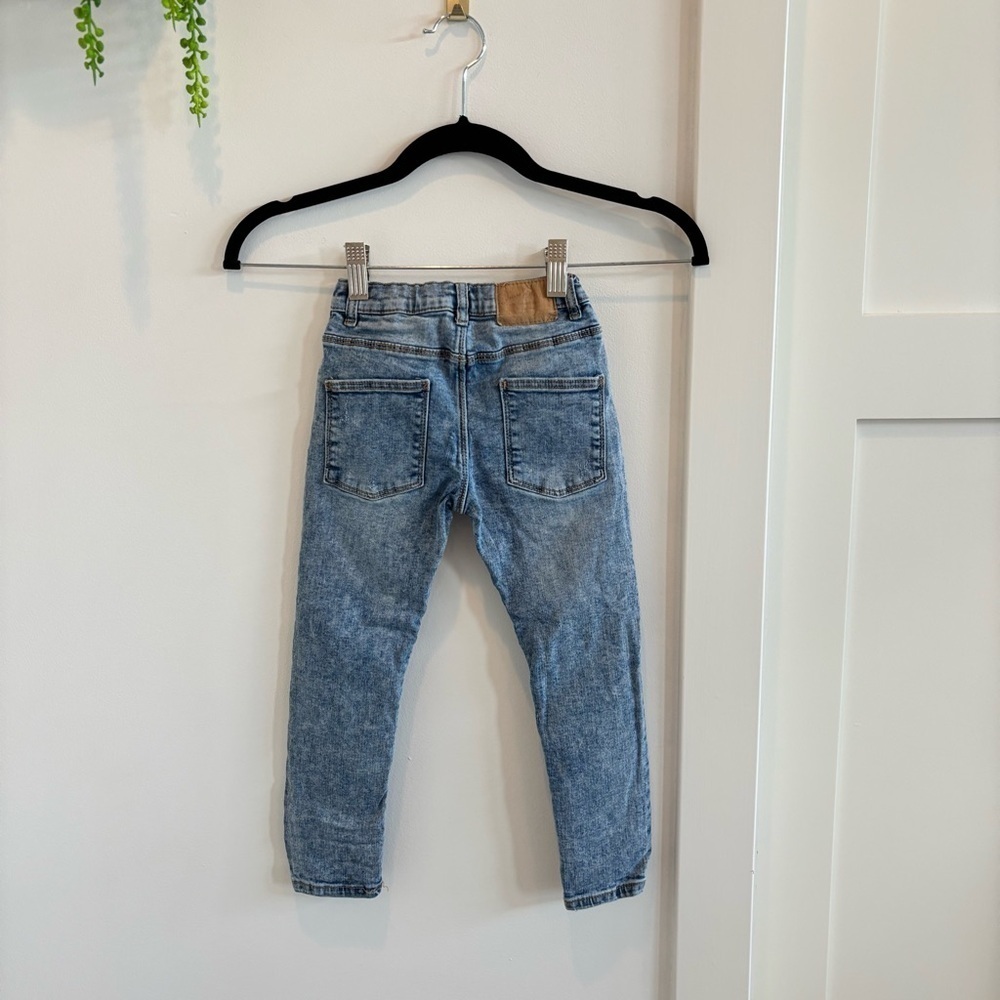 Zara Kids The Slim Denim Adjustable Waist Medium Wash Skinny Jeans Size 4-5 year - Picture 4 of 10